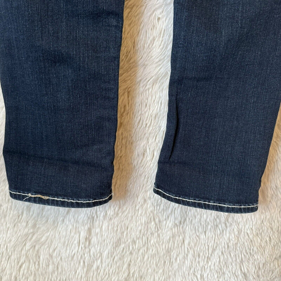 L.A.IDOL Dark Wash Juniors Jeans Size 5 Thick Stitch CZ Cropped Capri - Picture 3 of 9